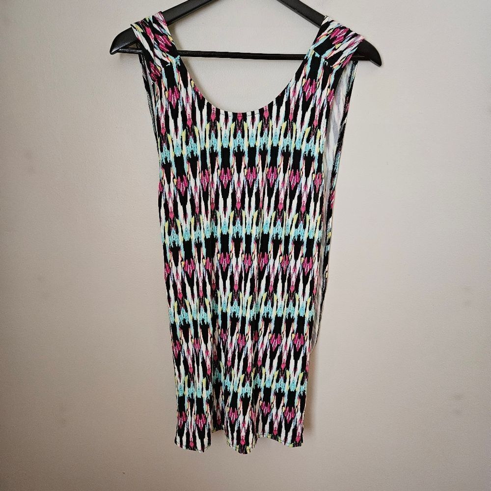 TART Tank Top Blouse Patterned Print Open Back Abstract Casual Summer Vacation